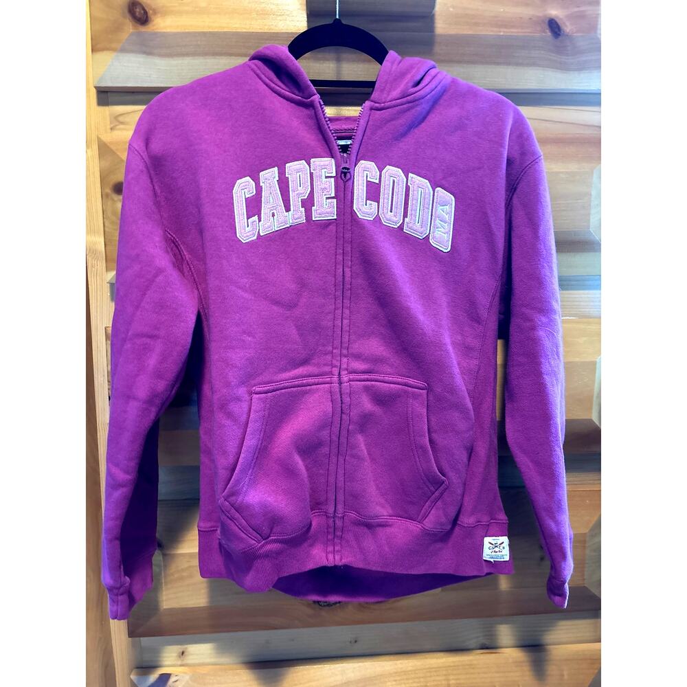 Cuffys Cape Cod MA  14-16 kids L Hoodie Sweatshirt Full Zip Jacket Pockets Pink